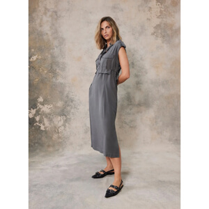 Mint Velvet Grey Utility Midi Shirt Dress